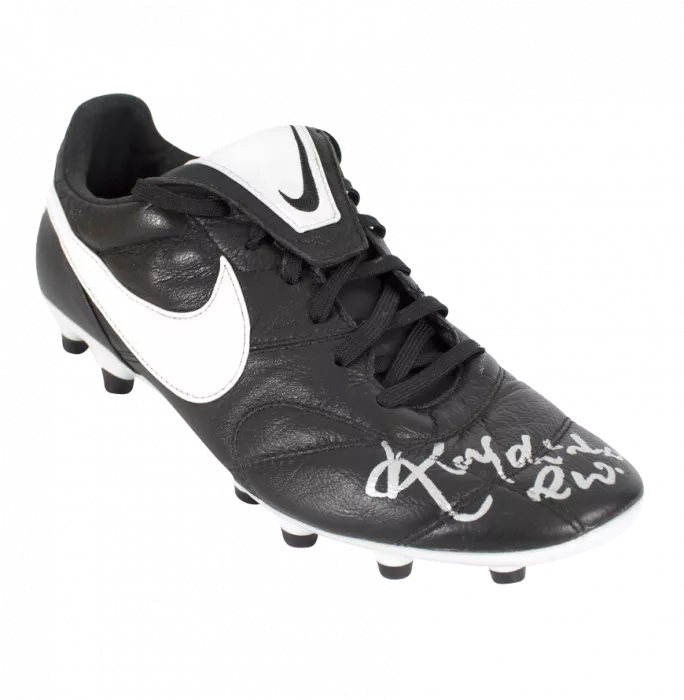 Icons Ronaldinho Official FC Barcelona Signed Black And White Nike Boot In Acrylic Case