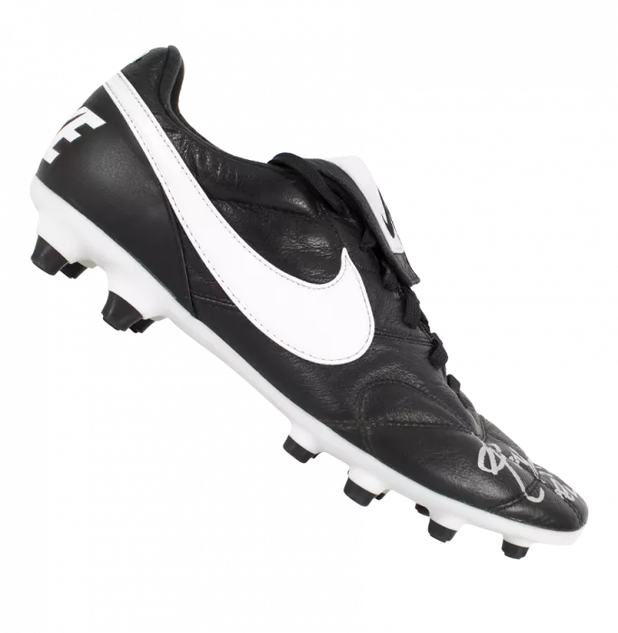 Icons Ronaldinho Official Paris Saint-Germain Signed Black And White Nike Boot In Acrylic Case