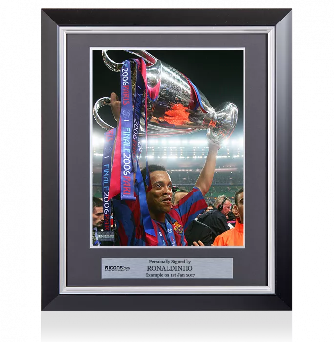 Icons Ronaldinho Signed And Framed Barcelona Photo: 2006 UEFA Champions League Winner