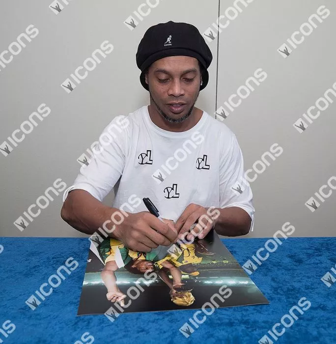 Icons Ronaldinho Signed And Framed Brazil Photo: 2002 FIFA World Cup Winner
