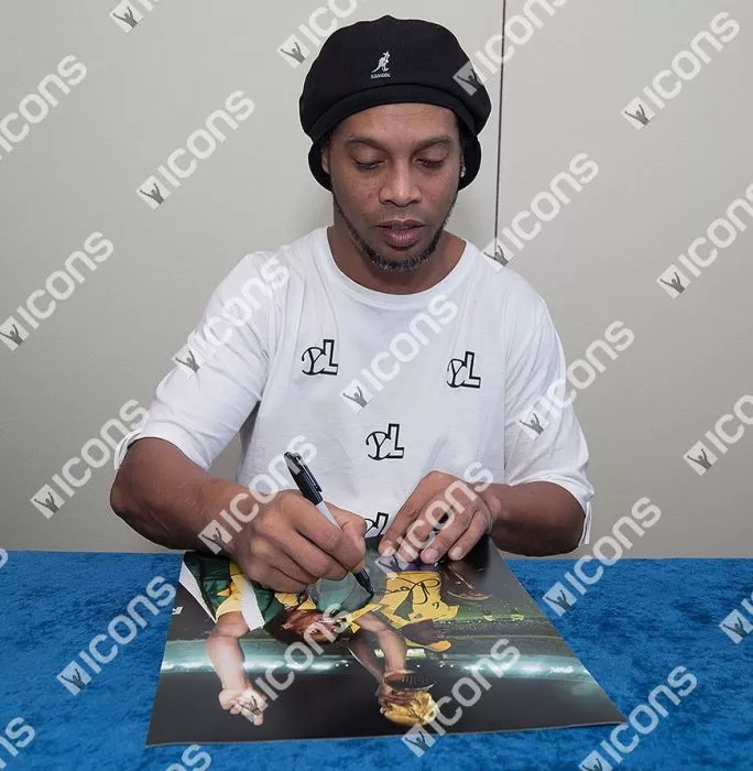 Icons Ronaldinho Signed And Framed Brazil Photo: 2002 FIFA World Cup Winner