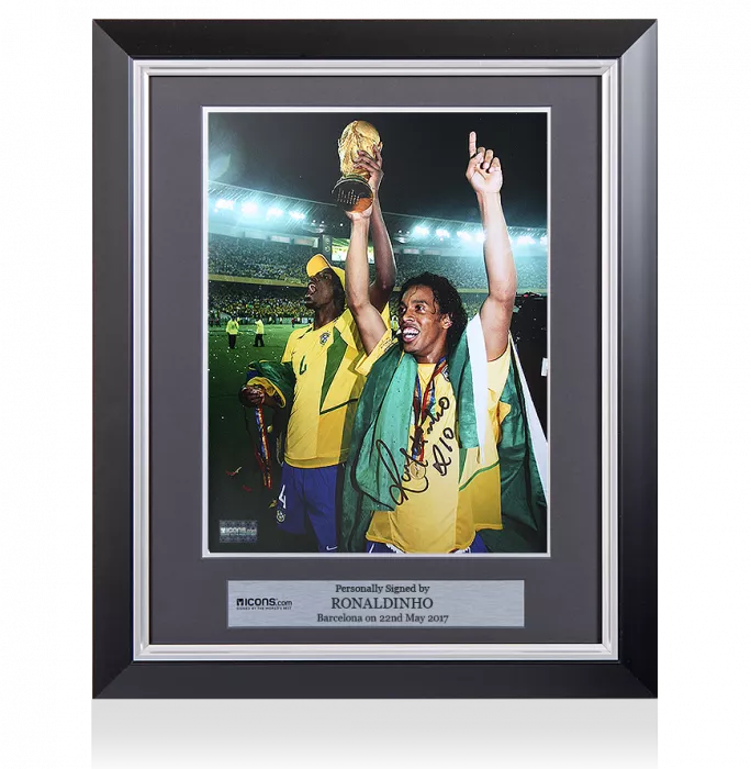 icons Ronaldinho Signed and Framed Brazil Photo: 2002 FIFA World Cup Winner