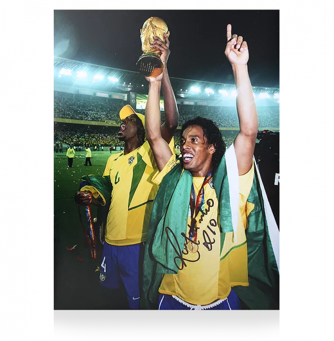 Icons Ronaldinho Signed Brazil Photo: 2002 FIFA World Cup Winner