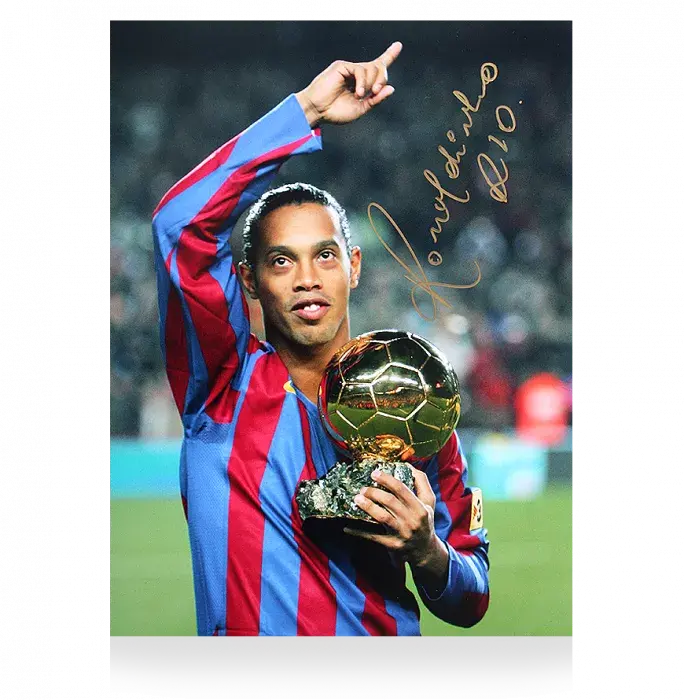 icons Ronaldinho Signed FC Barcelona Photo: 2005 Ballon d'Or Winner