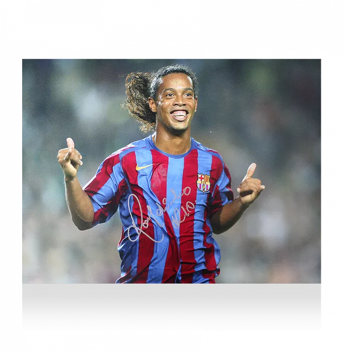 icons Ronaldinho Silver Signed FC Barcelona Photo: Barca's Brilliant Brazilian