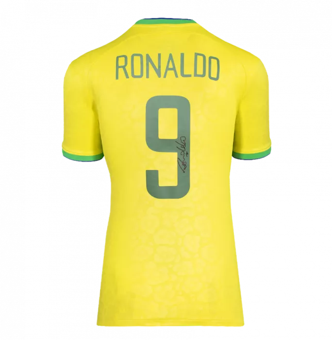 Icons Ronaldo Back Signed Brazil 2022-23 Home Shirt In Classic Frame
