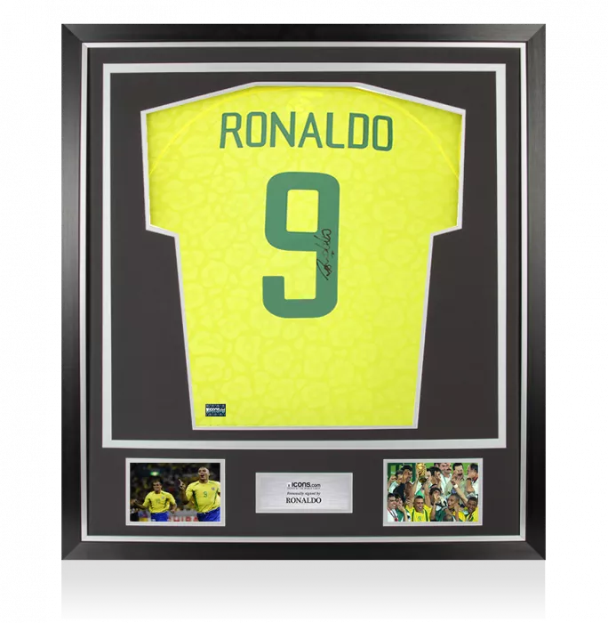 icons Ronaldo Back Signed Brazil 2022-23 Home Shirt In Classic Frame