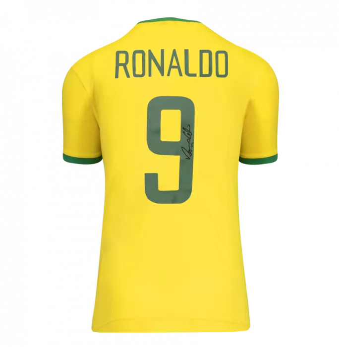 Icons Ronaldo Back Signed Brazil T-Shirt In Classic Frame