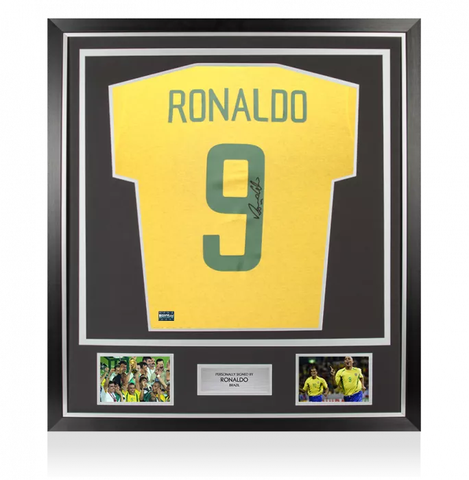 icons Ronaldo Back Signed Brazil T-Shirt In Classic Frame