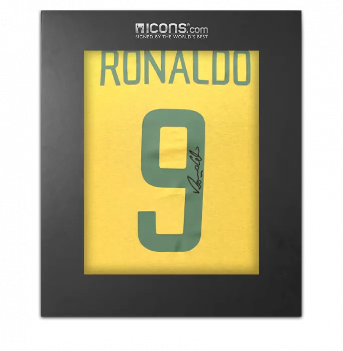 icons Ronaldo Back Signed Brazil T-Shirt In Deluxe Packaging