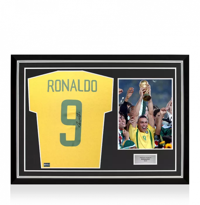 icons Ronaldo Back Signed Brazil T-Shirt In Hero Frame: Option 1