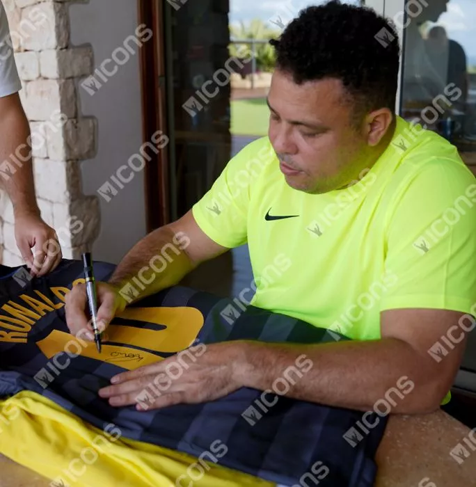 Icons Ronaldo Back Signed Internazionale 1997-98 Away Shirt In Deluxe Packaging