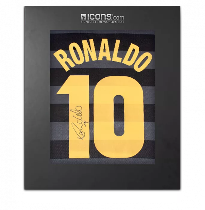 Icons Ronaldo Back Signed Internazionale 1997-98 Away Shirt In Deluxe Packaging
