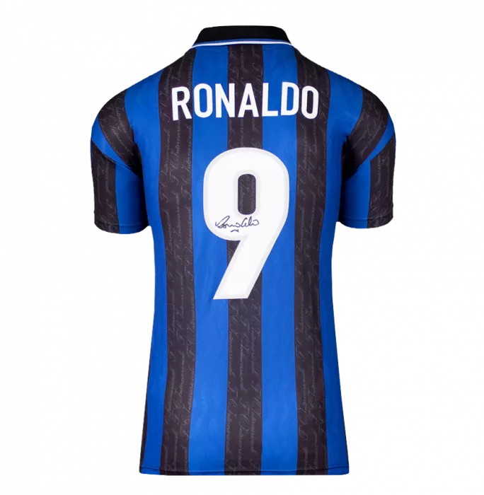 Icons Ronaldo Back Signed Internazionale 1998 Home Shirt In Hero Frame: Option 1