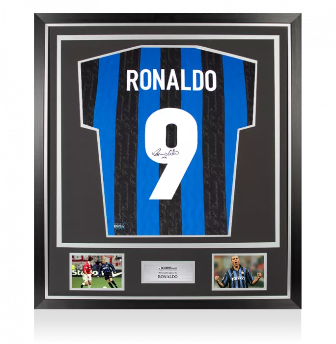 icons Ronaldo Back Signed Internazionale 1998 Home Shirt In Classic Frame