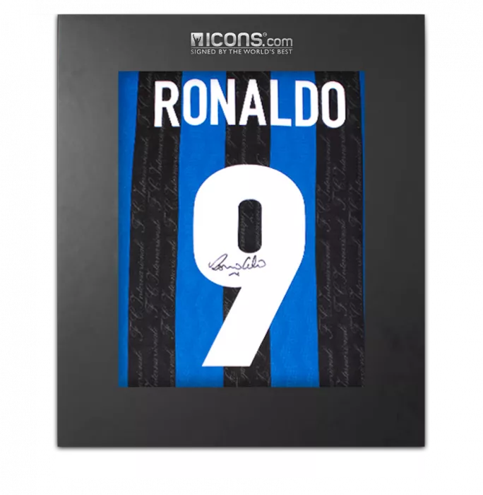 icons Ronaldo Back Signed Internazionale 1998 Home Shirt In Deluxe Packaging