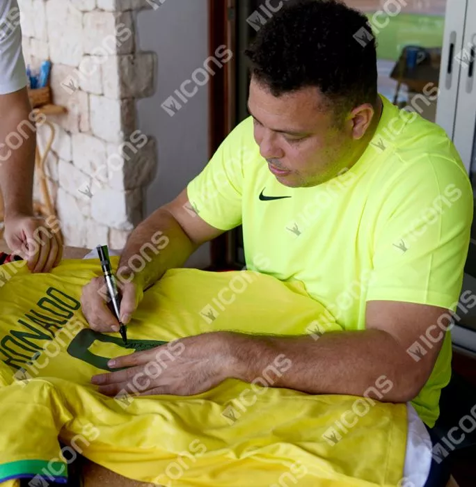 Icons Ronaldo Back Signed Modern Brazil Home Shirt With Fan Style Numbers