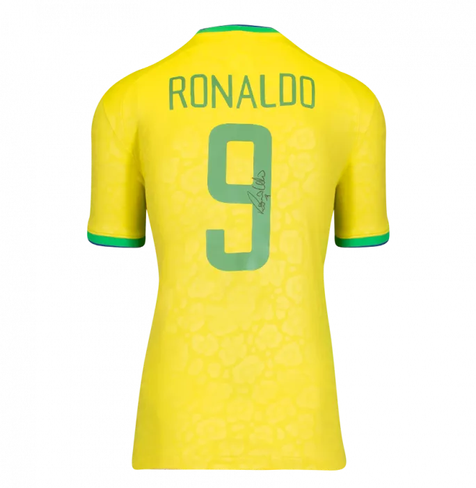 icons Ronaldo Back Signed Modern Brazil Home Shirt with Fan Style Numbers