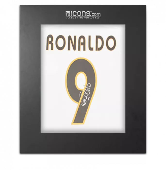 icons Ronaldo Back Signed Modern Real Madrid CF Home Shirt with Fan Style Numbers In Deluxe Packaging