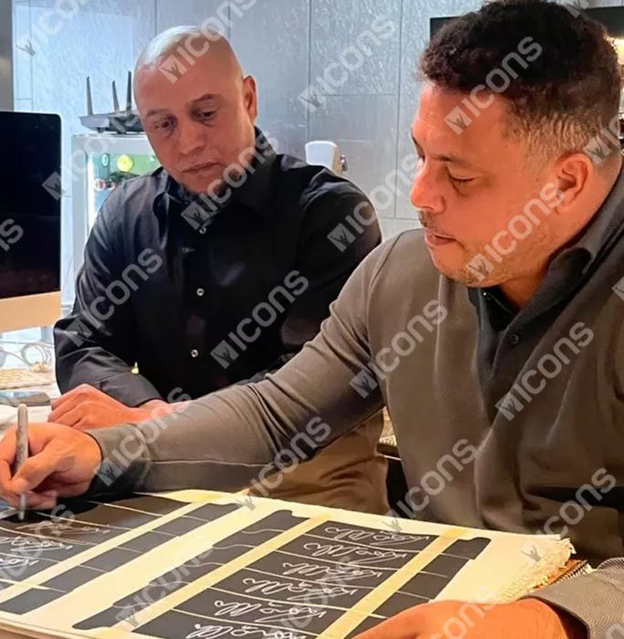 Icons Ronaldo Back Signed Modern Real Madrid Home Shirt With Fan Style Numbers In Classic Frame
