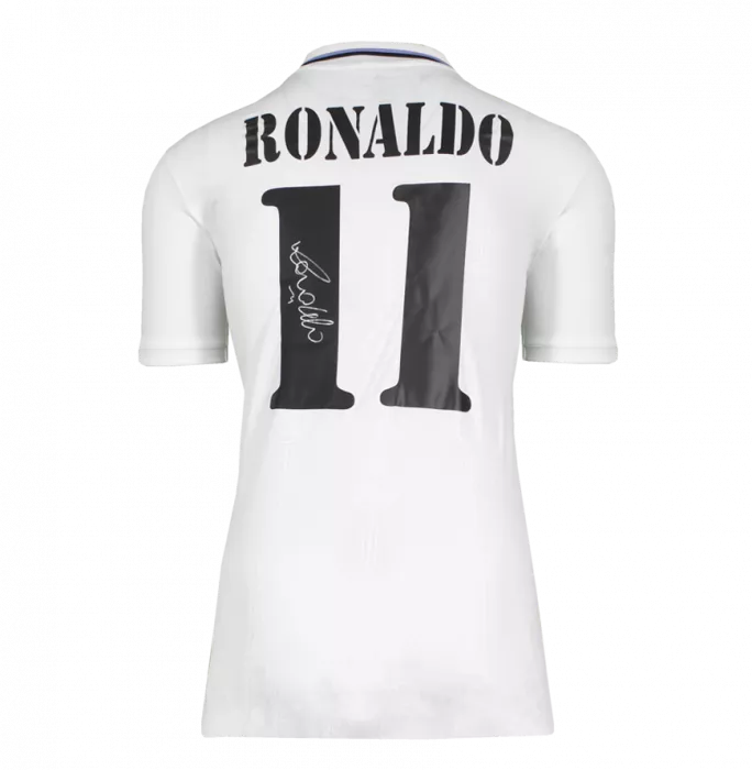 Icons Ronaldo Back Signed Modern Real Madrid Home Shirt With Fan Style Numbers In Hero Frame: Option 1