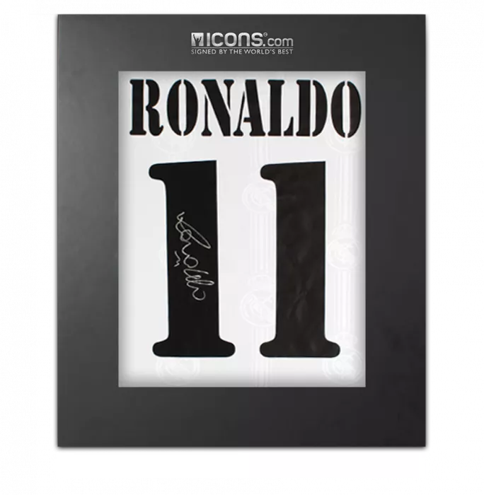 icons Ronaldo Back Signed Modern Real Madrid Home Shirt With Fan Style Numbers In Deluxe Packaging
