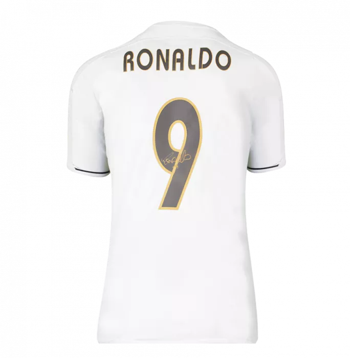 Icons Ronaldo Back Signed Real Madrid 2003-04 Home Shirt In Hero Frame: Option 1