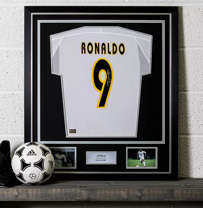 Icons Ronaldo Back Signed Real Madrid 2003-04 Home Shirt In Classic Frame