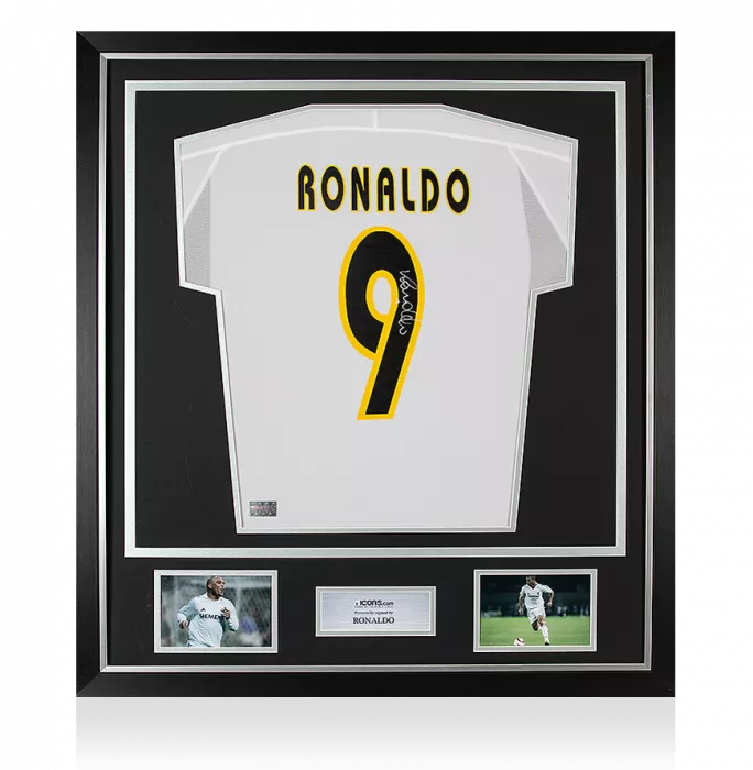 Icons Ronaldo Back Signed Real Madrid 2003-04 Home Shirt In Classic Frame