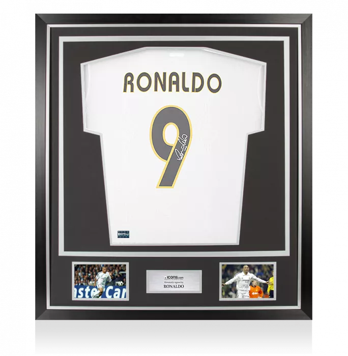 icons Ronaldo Back Signed Real Madrid CF Modern Home Shirt In Classic Frame