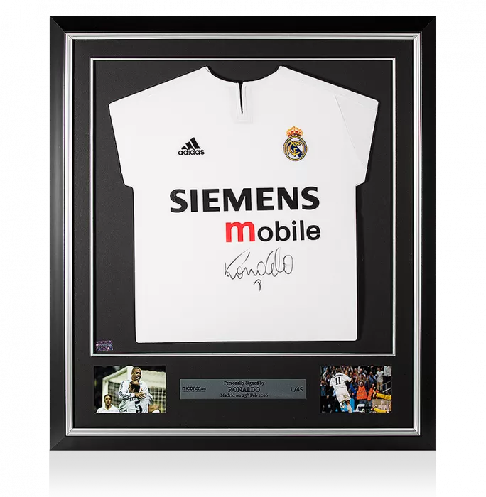 icons Ronaldo Front Signed and Framed Real Madrid 2003-04 Home Shirt