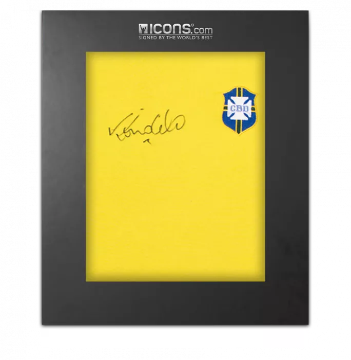 icons Ronaldo Front Signed Brazil 1970 Home Shirt In Deluxe Packaging