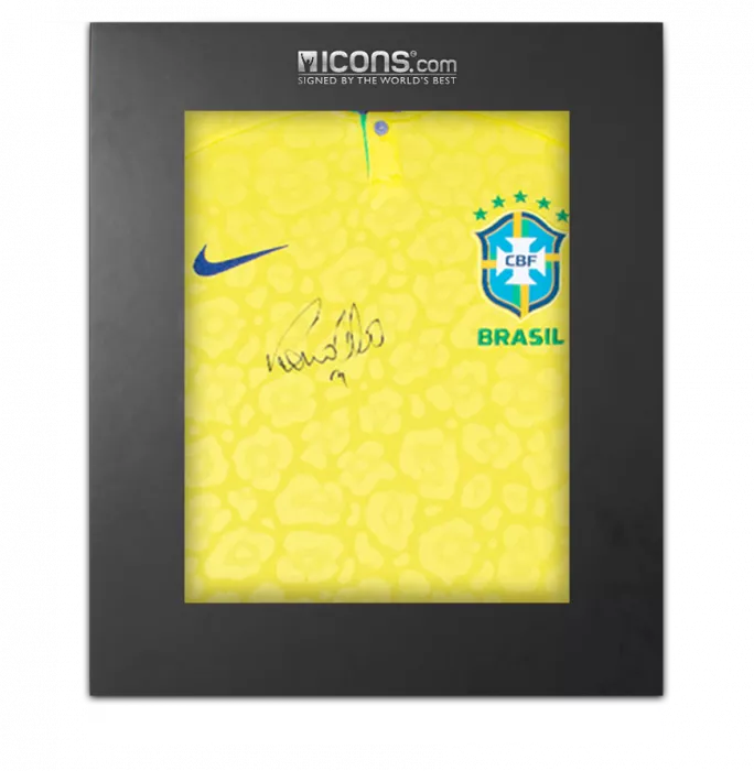 icons Ronaldo Front Signed Modern Brazil Home Shirt In Deluxe Packaging