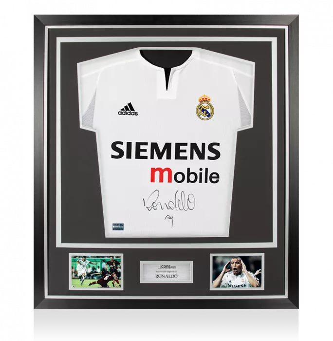 icons Ronaldo Front Signed Real Madrid 2003-04 Home Shirt In Classic Frame
