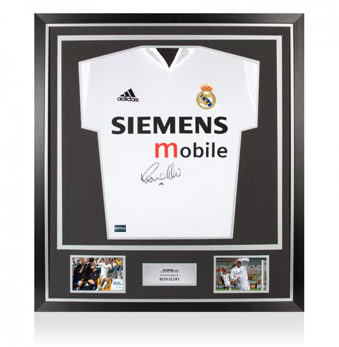 icons Ronaldo Front Signed Real Madrid CF 2004-05 Home Shirt In Classic Frame