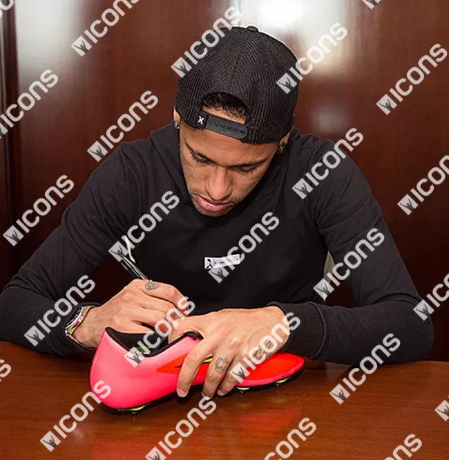 Icons Ronaldo & Neymar Jr Signed Nike Boots In Brazil Frame