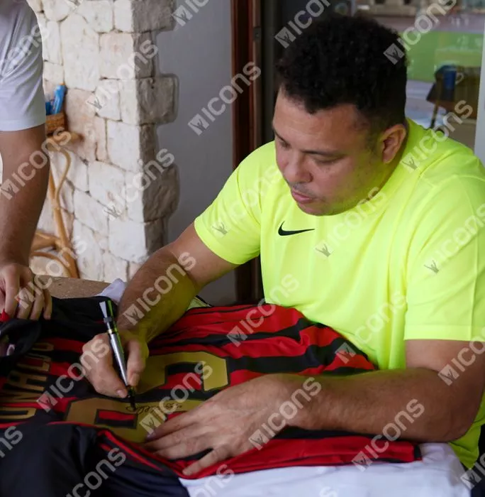 Icons Ronaldo Official AC Milan Back Signed And Framed Modern Home Shirt With Fan Style Numbers