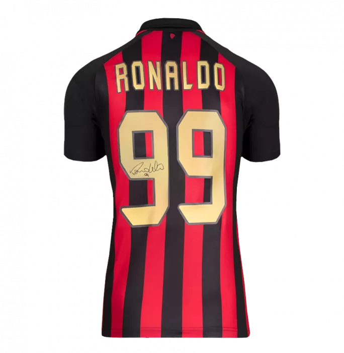 Icons Ronaldo Official AC Milan Back Signed Modern AC Milan Home Shirt: Signed Across Number