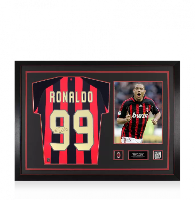 icons Ronaldo Official AC Milan Back Signed Modern AC Milan Home Shirt: Signed Across Number