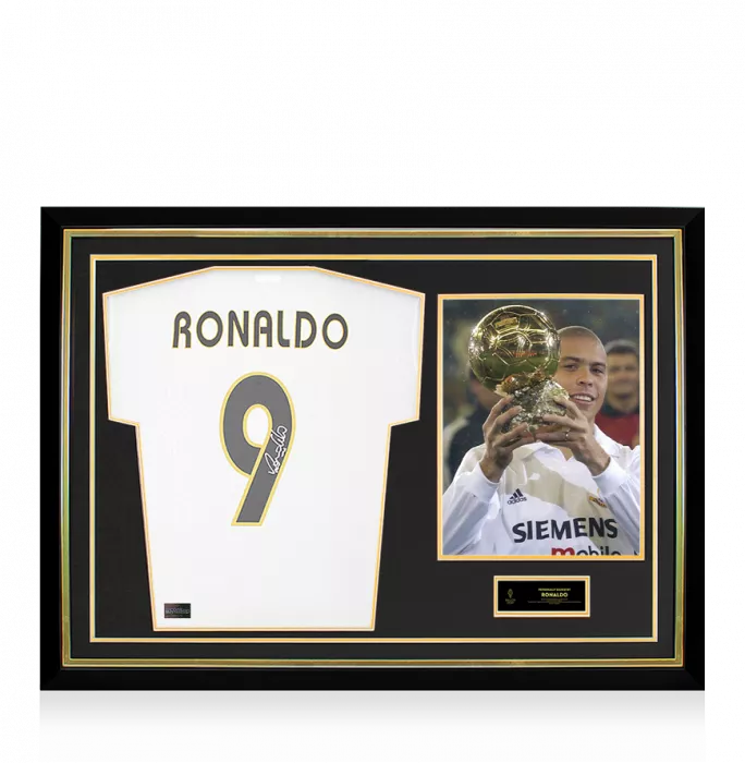 icons Ronaldo Official Ballon d'Or™ Back Signed and Hero Framed Real Madrid CF Modern Home Shirt