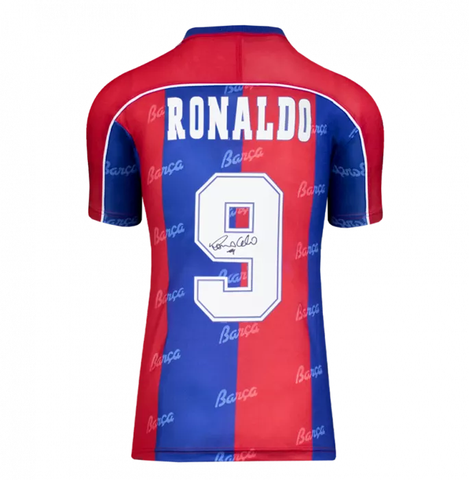 Icons Ronaldo Official FC Barcelona Back Signed And Framed 1994 Home Shirt