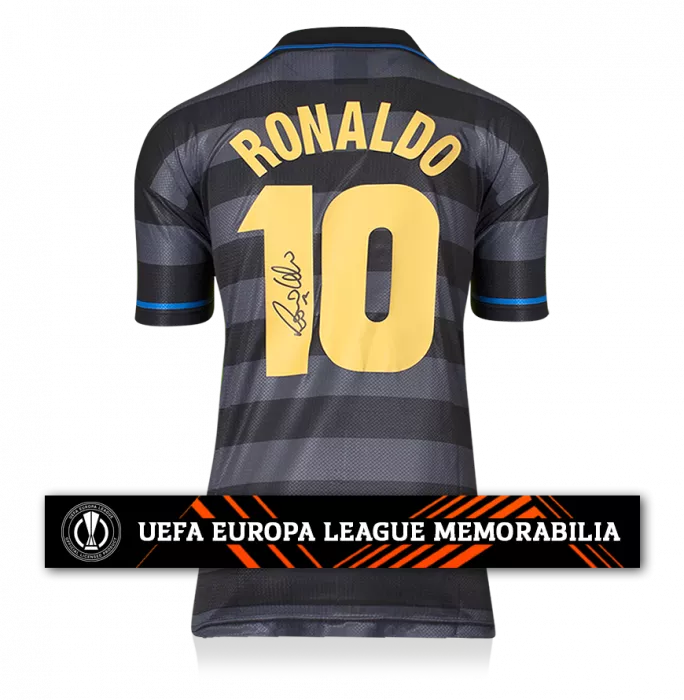 Icons Ronaldo Official UEFA Europa League Back Signed Retro Internazionale Third Shirt With Fan Style Numbers
