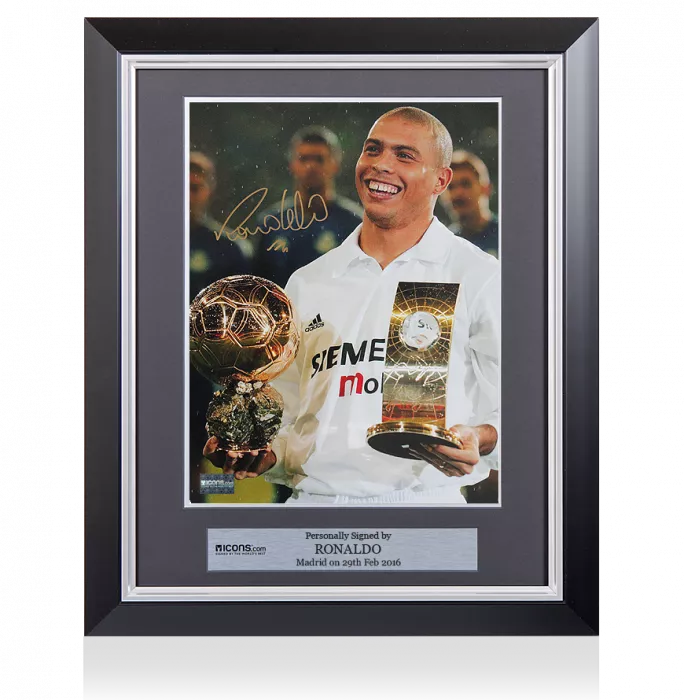 icons Ronaldo Signed and Framed Real Madrid Photo: 2002 Ballon d'Or Winner