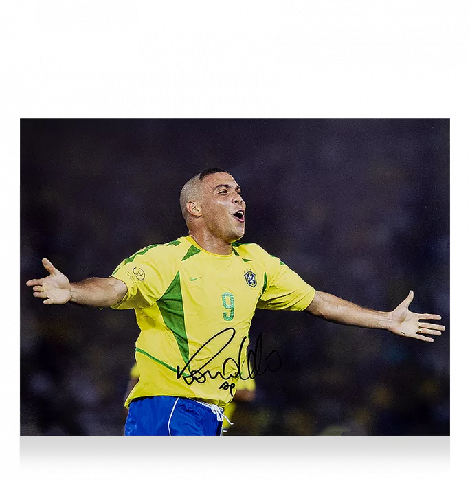 Icons Ronaldo Signed Brazil Photo: 2002 FIFA World Cup Final Goal