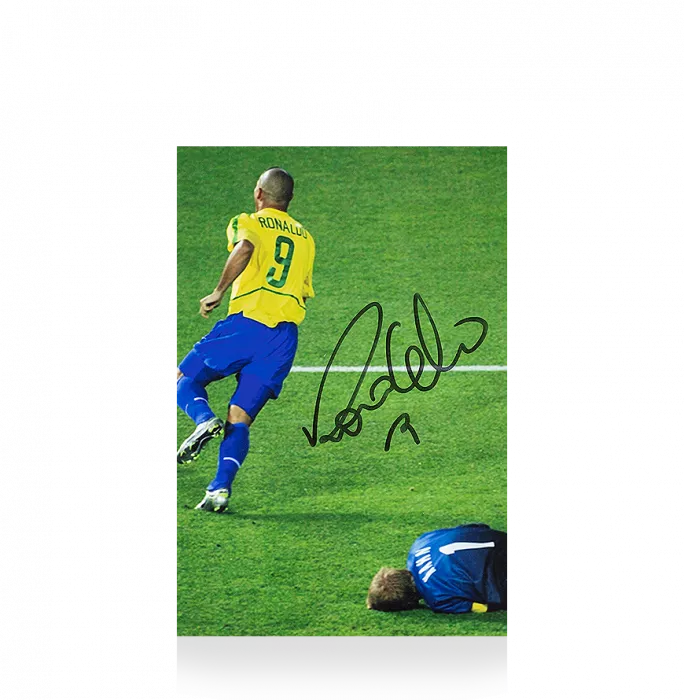 Icons Ronaldo Signed Mini Brazil Photo: 2002 FIFA World Cup Final Goal Vs Germany