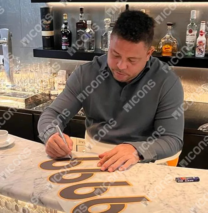 Icons Ronaldo Signed Modern Real Madrid Home Shirt With Fan Style Number In Hero Frame: Option 1