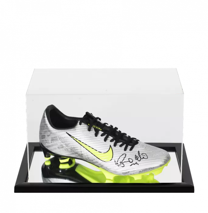 icons Ronaldo Signed Silver Nike Mercurial Boot In Acrylic Case