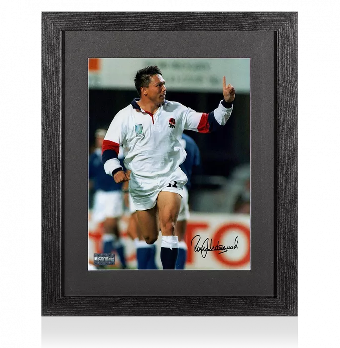 Icons Rory Underwood Signed England Rugby Photo In Black Wooden Frame