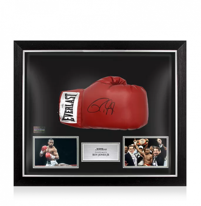 Icons Roy Jones Jr Signed Everlast Red Boxing Glove In Bubble Frame: Option 1