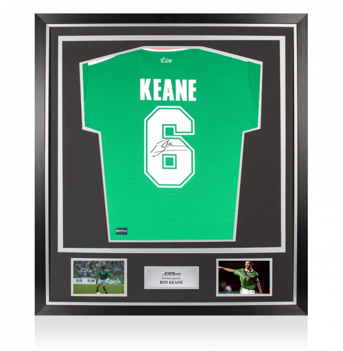 icons Roy Keane Back Signed Ireland Home Shirt In Classic Frame
